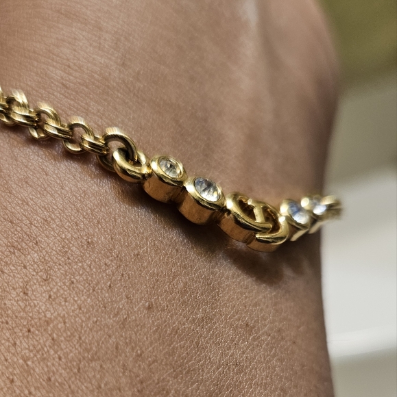 Christian Dior 18kt Gold-plated Monogram Multi Stone Necklace Chain - Picture 6 of 9